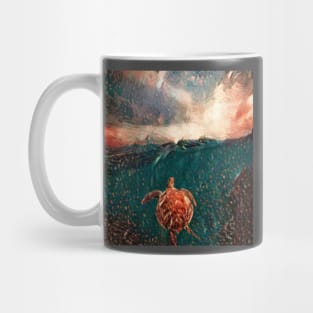 Cute turtle painting (sea turtle, ocean, sea and beach) Mug